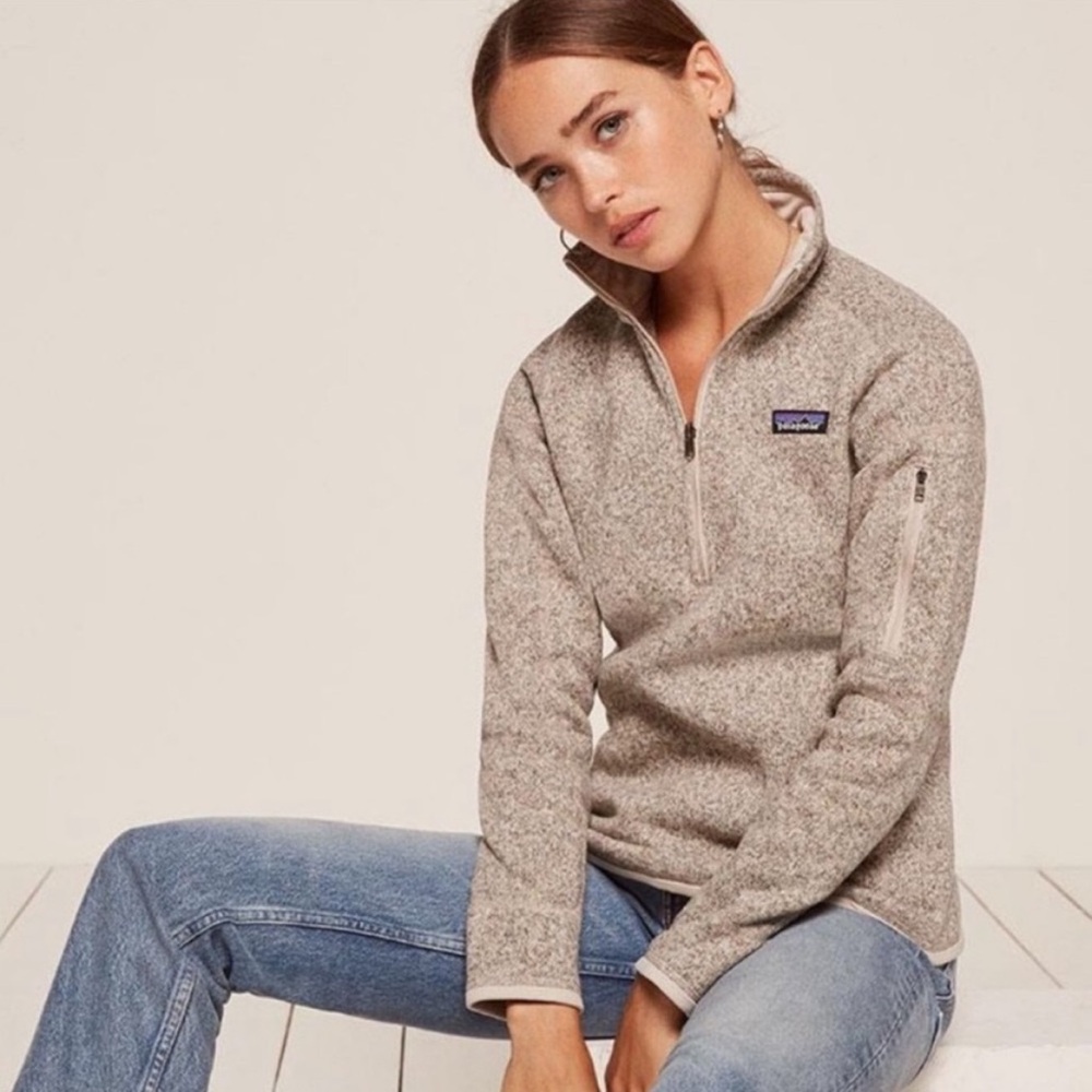 Patagonia Better Sweater Fleece Quarter Zip Pullover Cream Tan Size XS